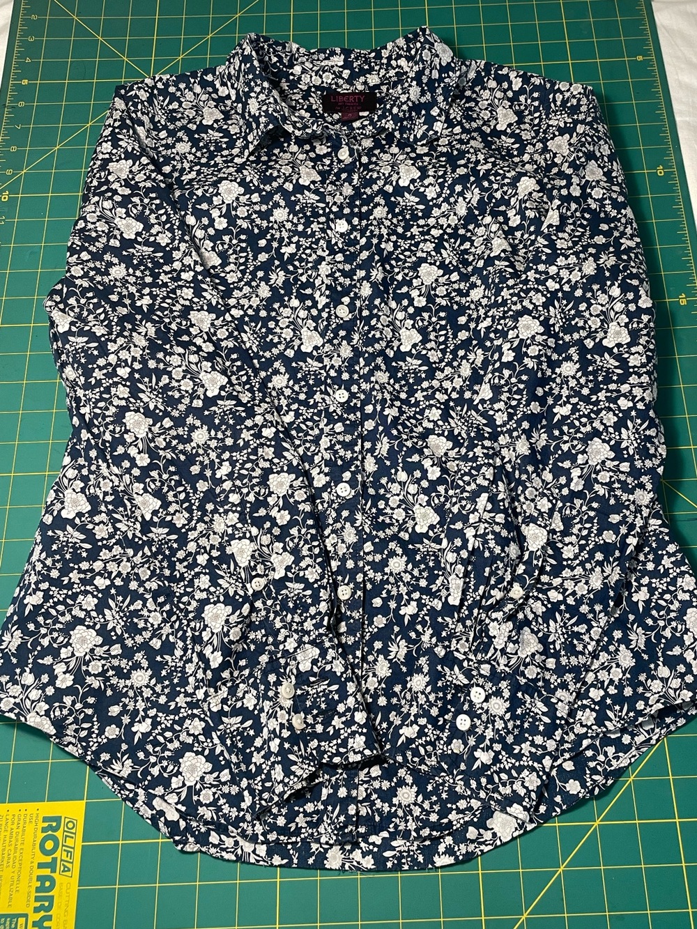 J. Crew Navy and White Floral Button-Down Shirt